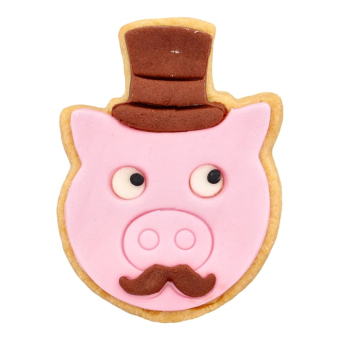 Preview: Schweinchen mit Zylinder 8 cm Prägeausstecher