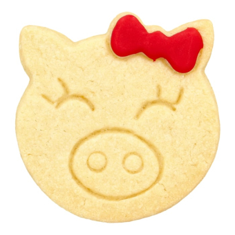 Preview: Schweinchen mit Schleife 7 cm Prägeausstecher
