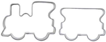 Lokomotive mit Waggon, 2er Set, 6 cm