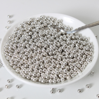 Dekorzucker Perlen Metallic Silber 80g. Funcake