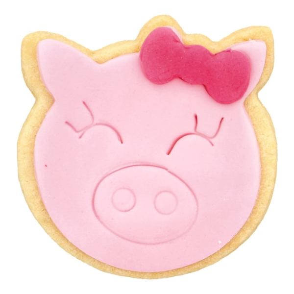 Schweinchen mit Schleife 7 cm Prägeausstecher