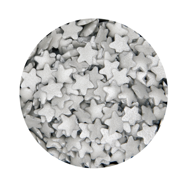 Dekorzucker Sterne silber 40g.