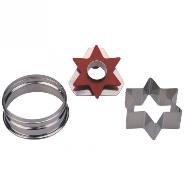 Linzer m. Stern aussen mit Auswerfer 4,8 cm Edelstahl
