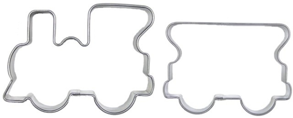 Lokomotive mit Waggon, 2er Set, 6 cm